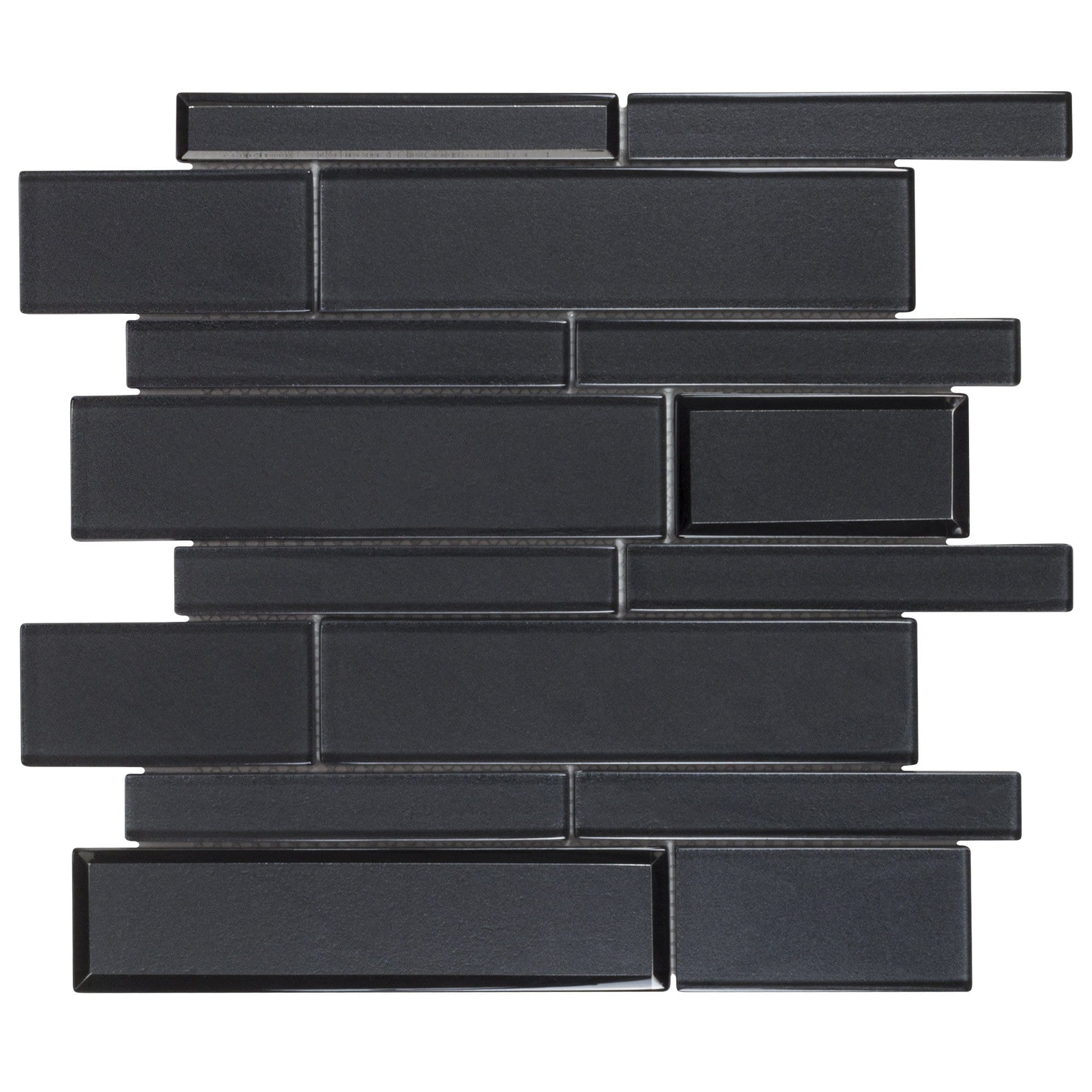 Image of MTO0459 Modern Black Linear Glossy Glass Mosaic Tile