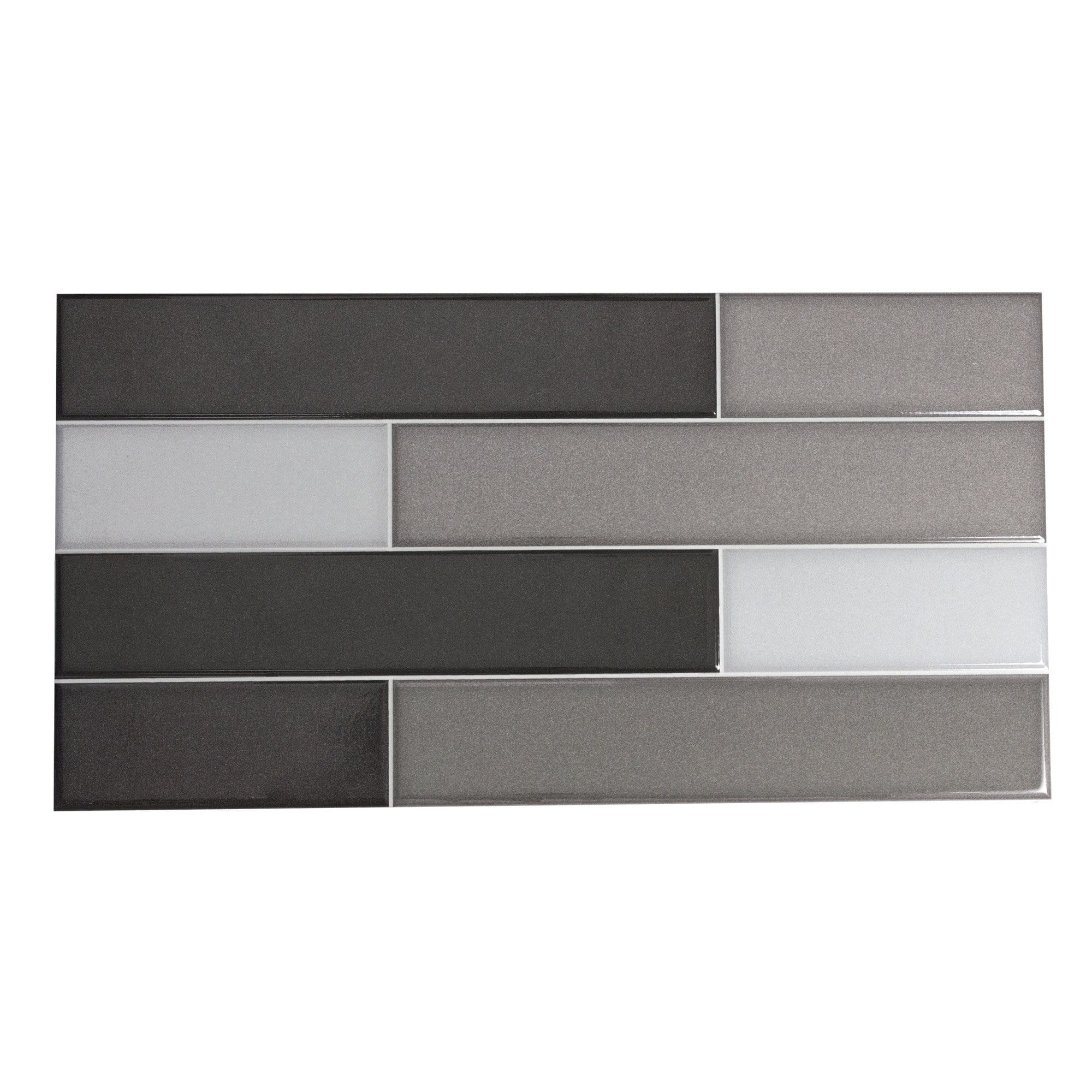 Image of MTO0471 Modern Black Gray Rectangular Glazed Ceramic Mosaic Tile