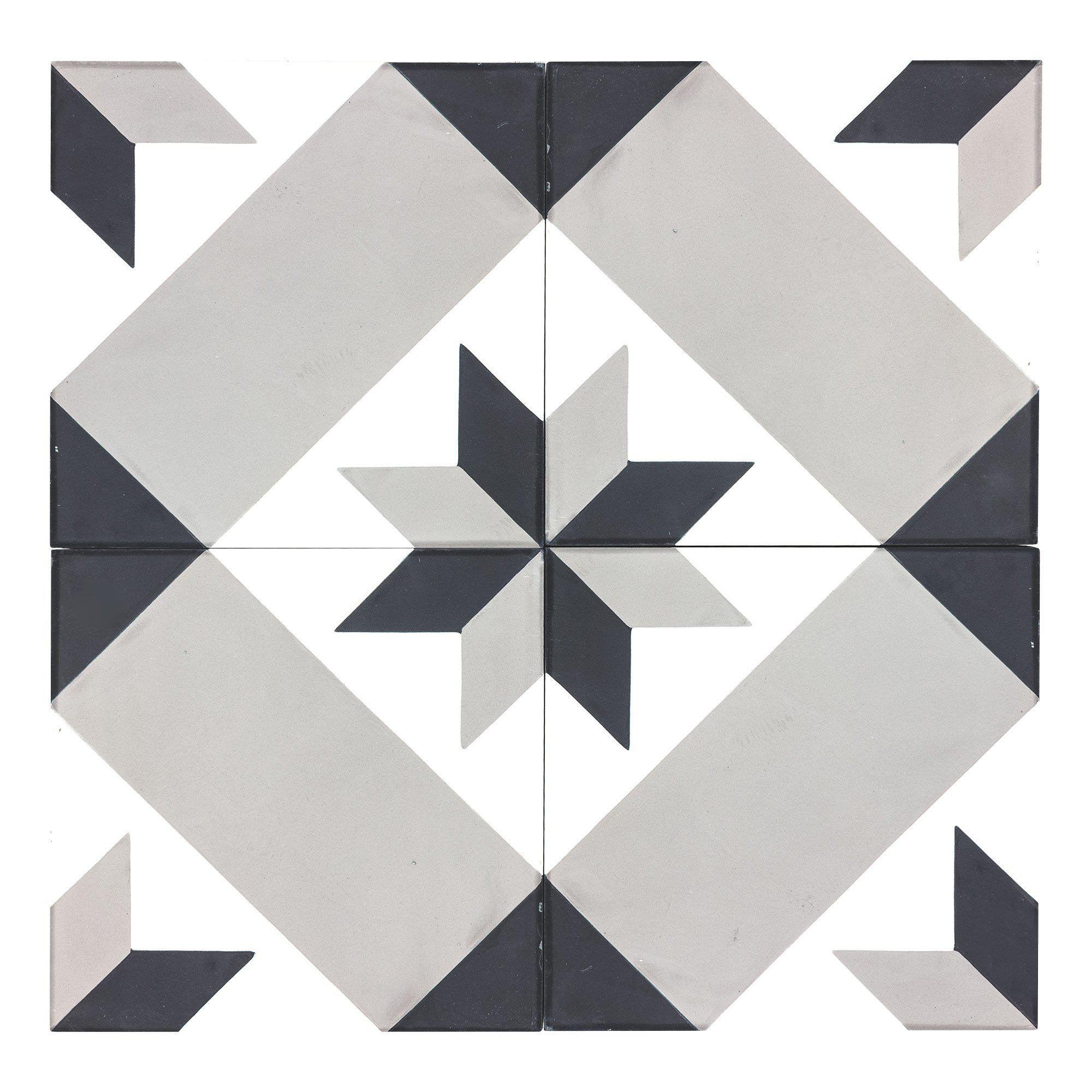 Image of MTO0549 Modern 8X8 Diamond Elongated Hexagon Gray White Black Matte Cement Tile