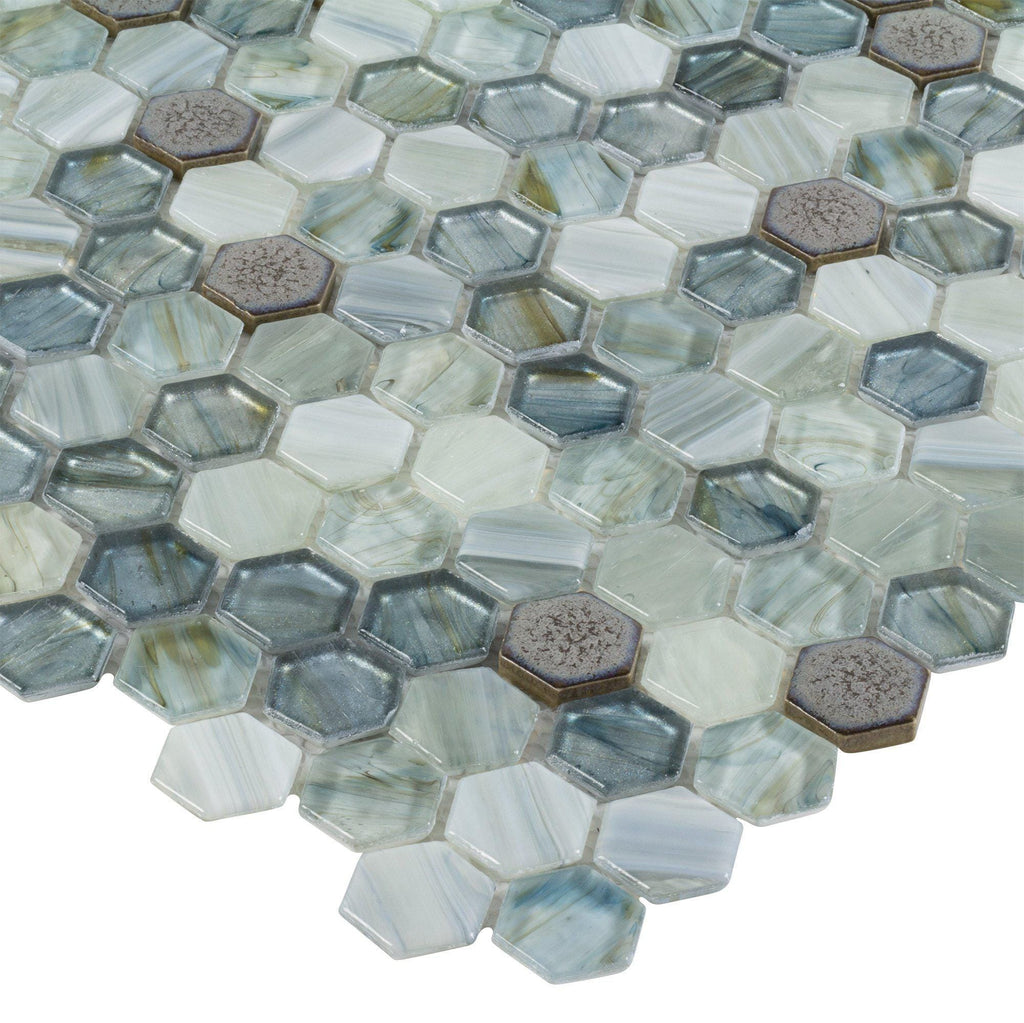 glass hexagon mosaic tile