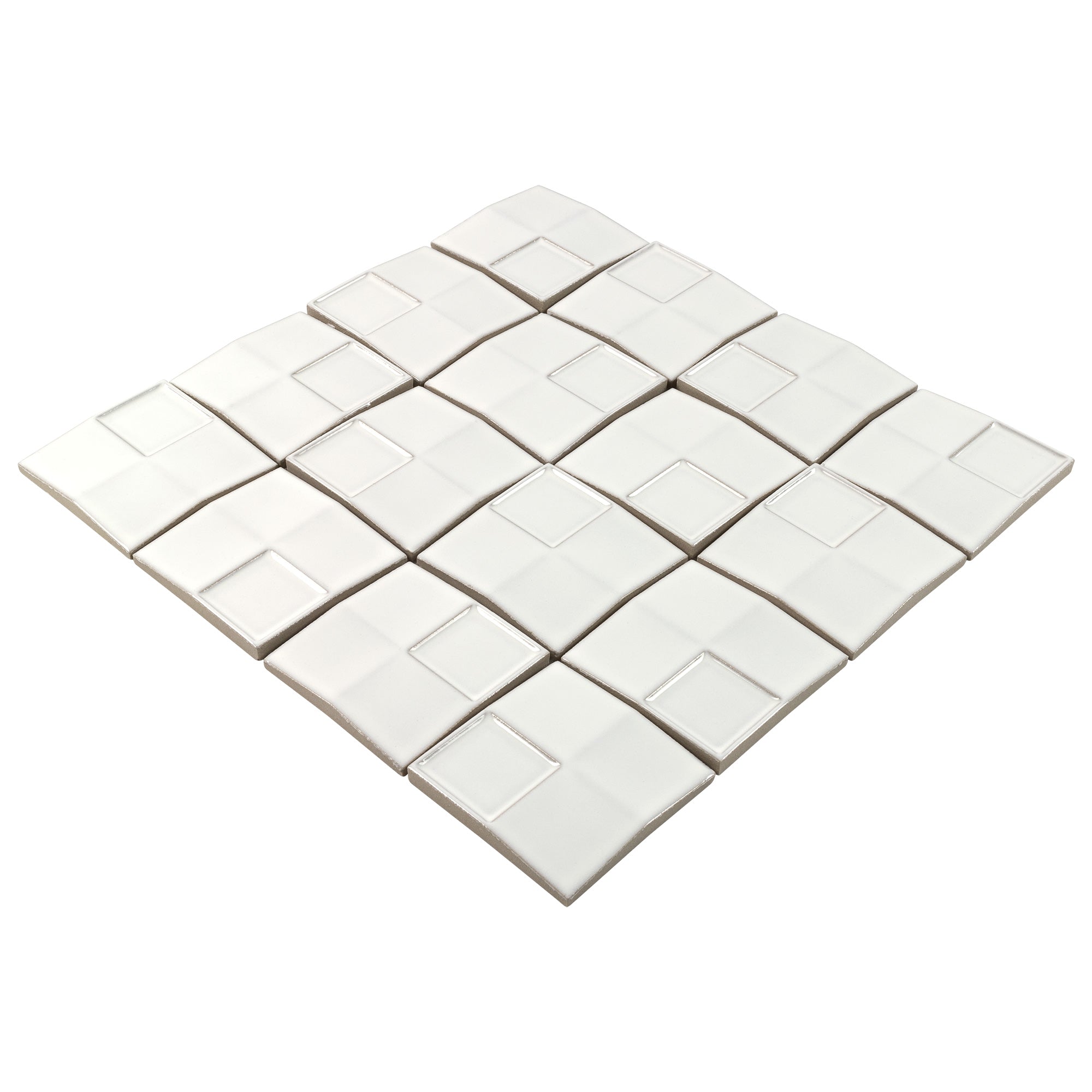 Image of MTO0932 Modern 2x2 White Square Polished Ceramic Mosaic Tile