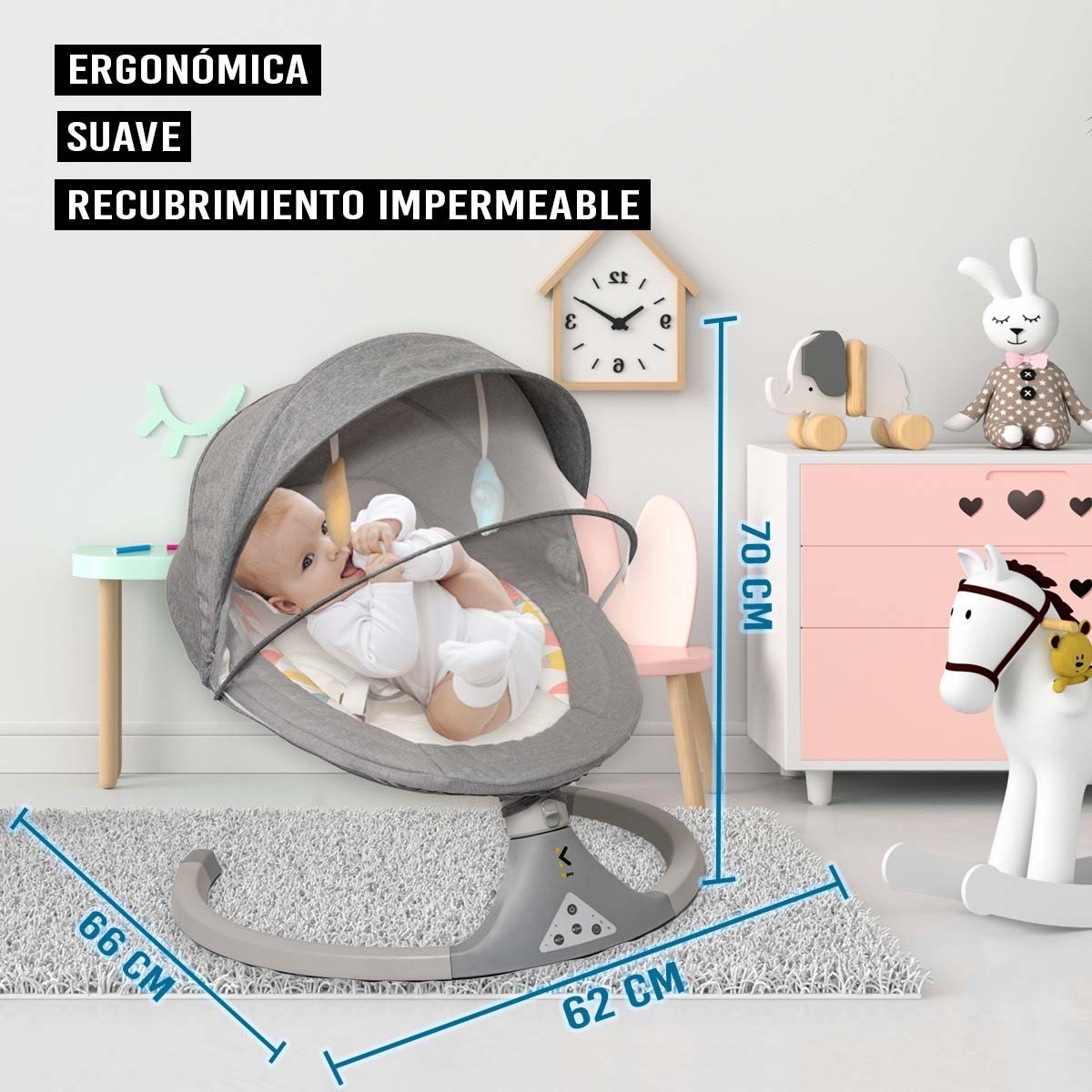 Mecedora Eléctrica para Bebe Cuna Moisés Musical Con Mosquitero