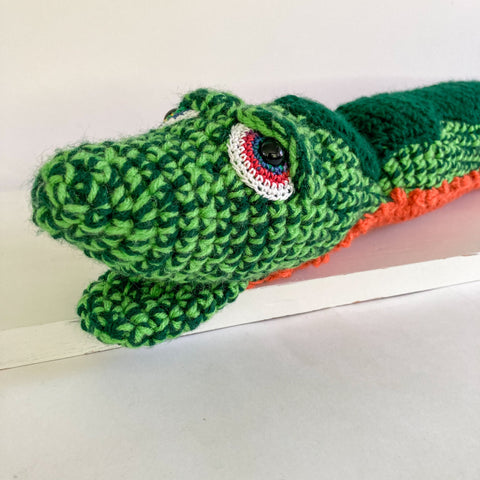 Green and Orange Crochet Snake Doll by Knot By Gran'ma