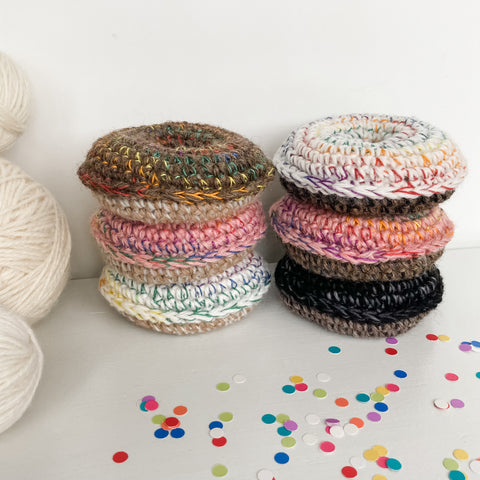 crocheted catnip donut cat toys