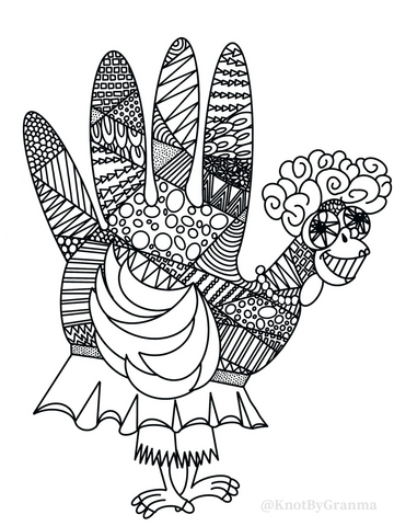 Fancy Turkey Happy Thanksgiving Coloring Pages 2023 Knot By Gran'ma