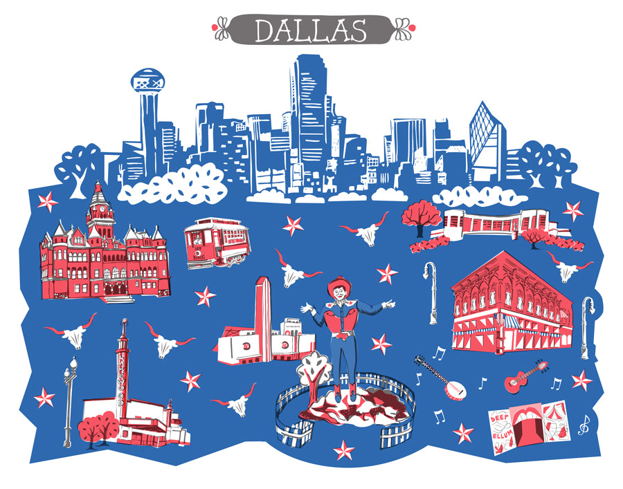 Dallas Wall Art Custom City Print Tammy Smith Design