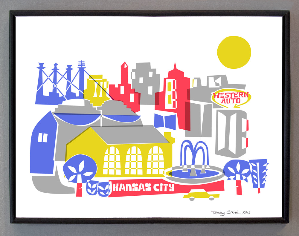 Kansas City Skyline Wall Art Custom City Print Tammy Smith Design