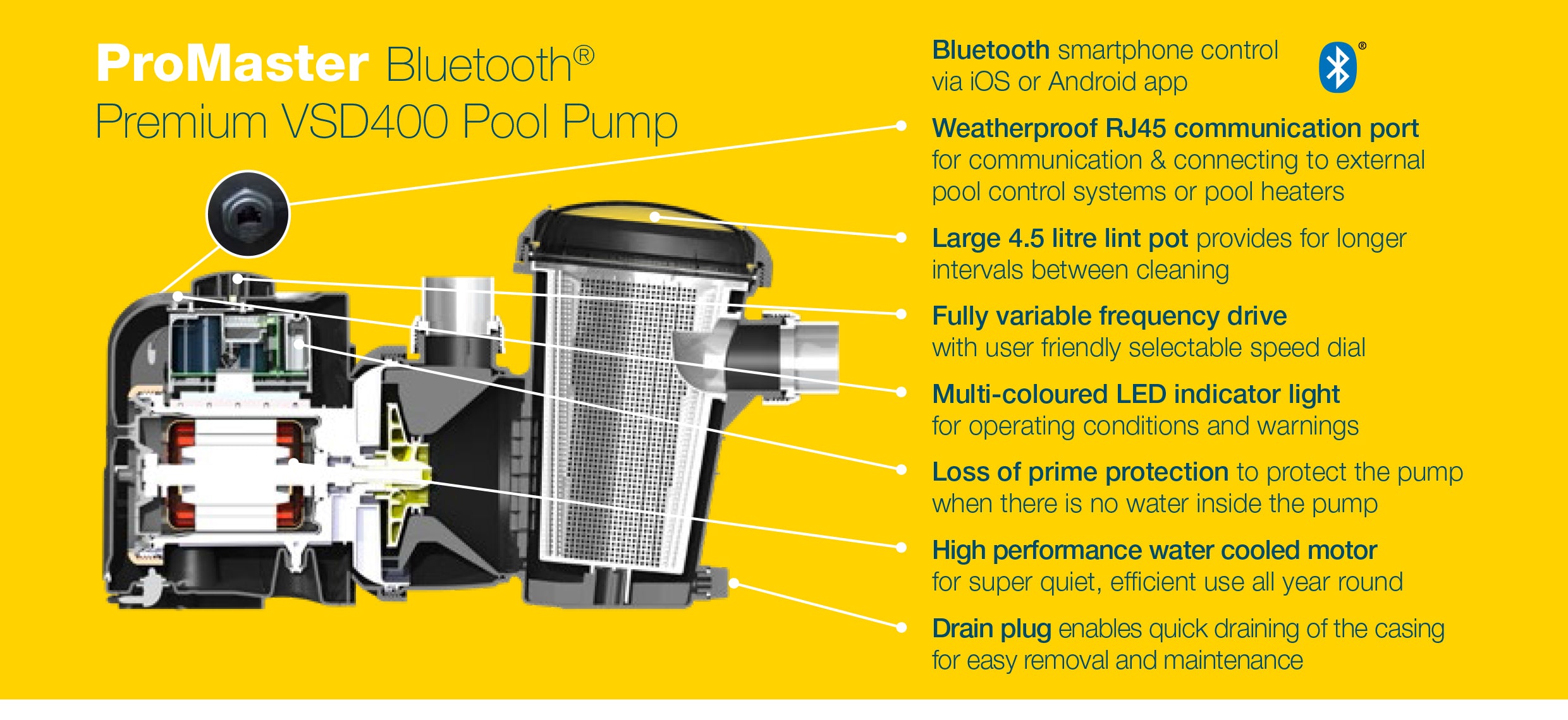 Davey ProMaster PM400BT Pool Pump - Specifications | Platinum Pool Centre - Gold Coast