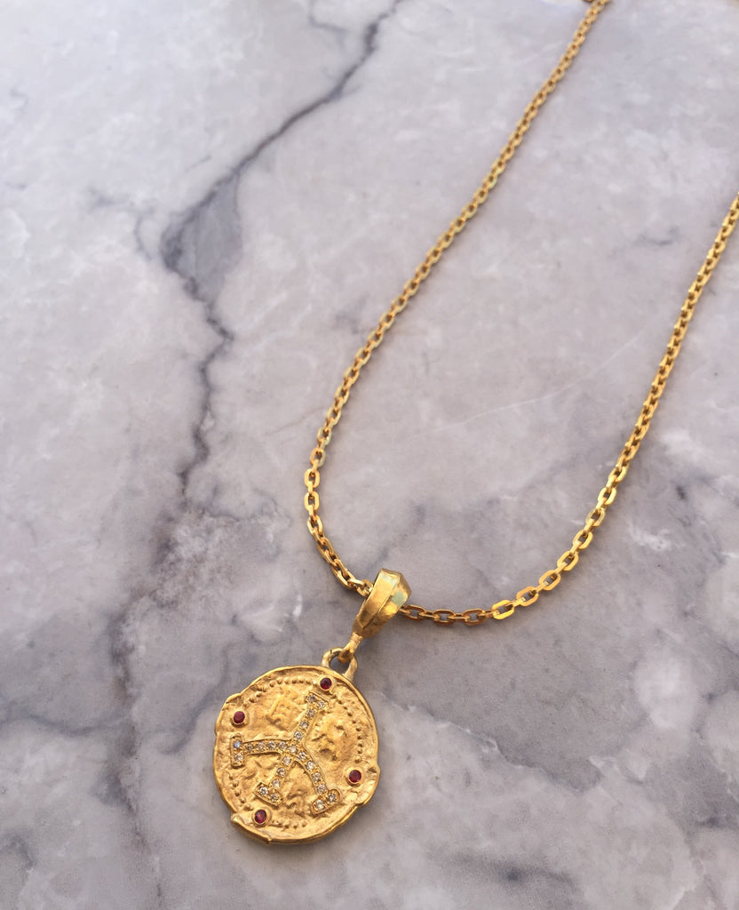 Necklace - Ancient Golden Peace Sign with Diamonds – Roman Paul Jewelry ...