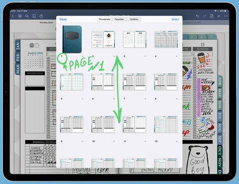 Goodnotes pages scrolling and page selection