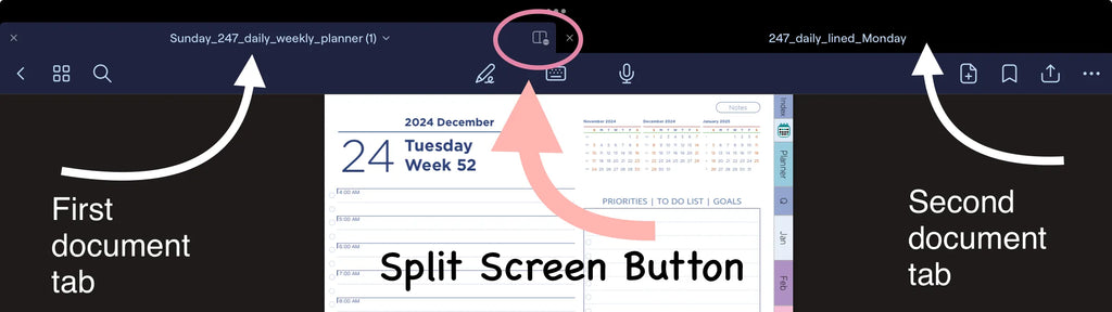 GoodNotes Split View Tabs