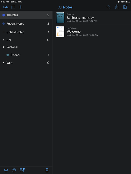 Notability files library with journals and planners