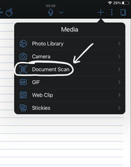 Notability scan button for convert paper document to digital