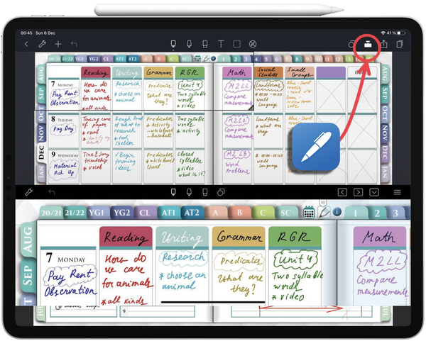 noteshelf magnifying tool for note-taking in ipad ipadplanner.com