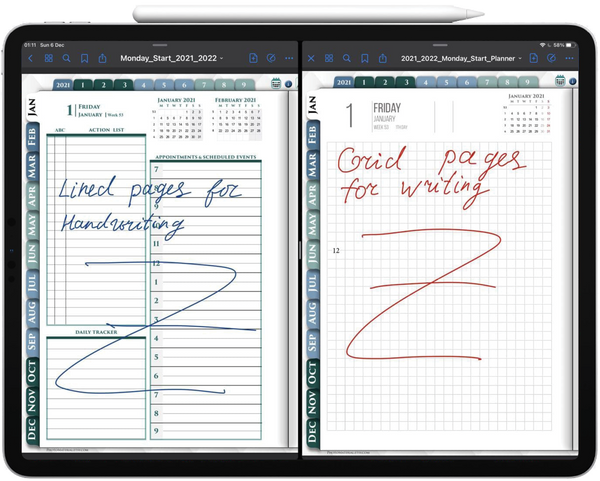 Lined and Grid digital planners for ipad ipadplanner.com