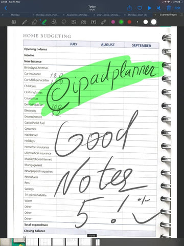 PDF Annotated page inside GoodNotes 5 after scanning ipadplanner.com