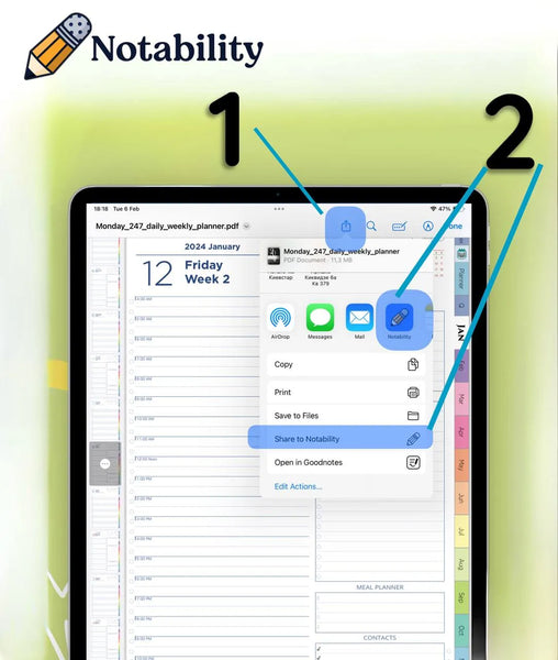 How to add digital planner to Notability