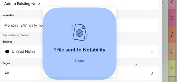 Notability planner importing confirmation