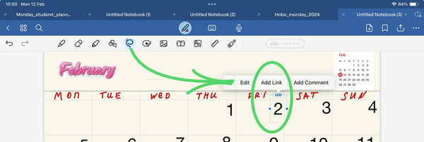 How to create hyperlinks in digital planner in GoodNotes