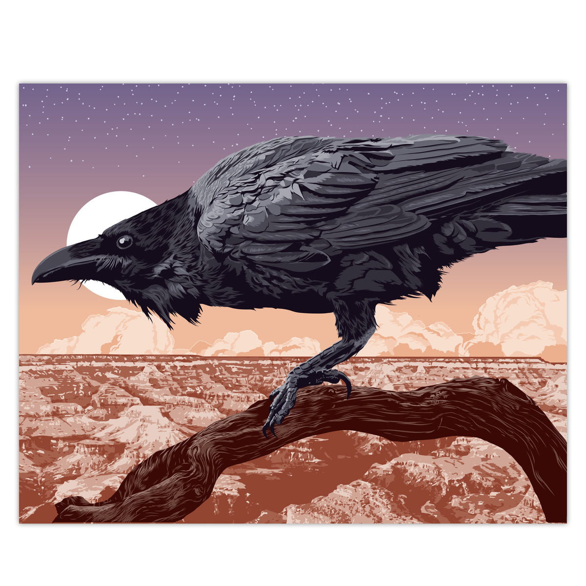 Raven at Sunset - Illustration Print - 16x20 – KnerdKraft