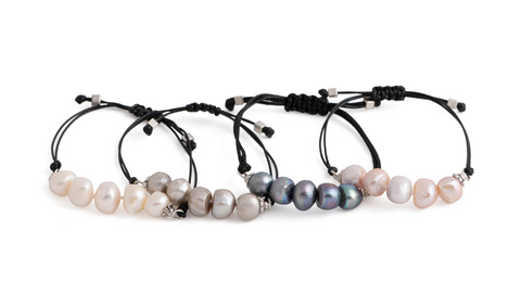 Aegean - Five Freshwater Pearl Adjustable String Bracelet