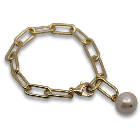 Como - Paperclip Freshwater Pearl Bracelet