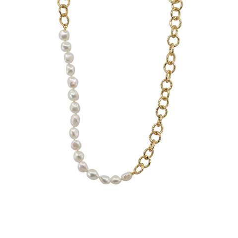 Cynthia - Gold-Tone Chain Freshwater Pearl Necklace