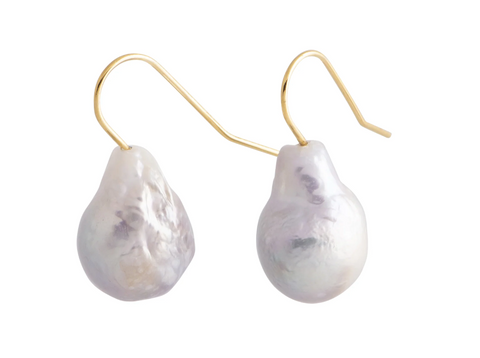 Luna - Freshwater Pearl Baroque Huggie Earrings
