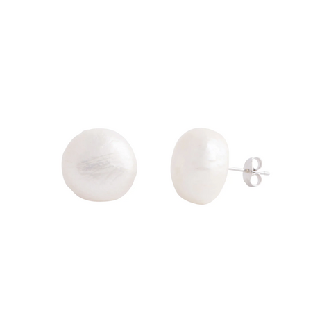 Elara - Large Freshwater Pearl Nickel-Free Stud Earrings