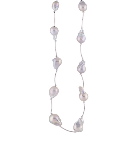 Nahir - Silver-Tone Freshwater Pearl Baroque Necklace
