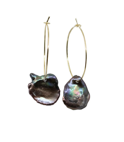 Mahal - Gold-Tone Freshwater Pearl Hoop Earring