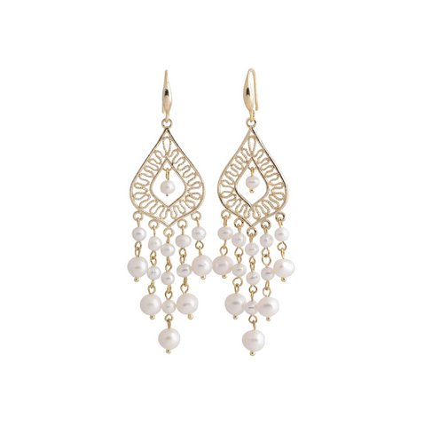 Adelina - Gold-Tone Freshwater Pearl Dangle Earrings
