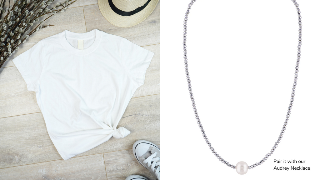 Classic White Tee and pearls
