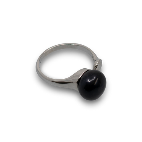 Lala - Silver-Tone Freshwater Pearl Adjustable Ring