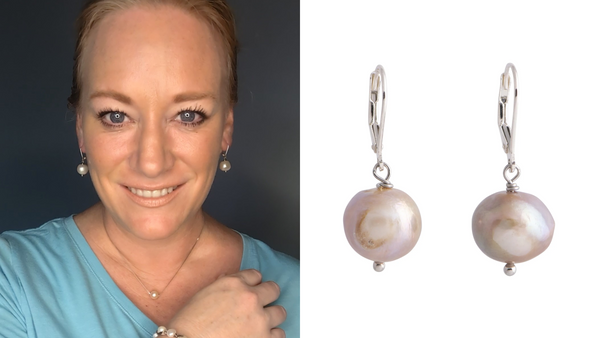 Oceana - Silver-Tone Freshwater Pearl Drop Earrings