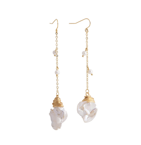 Roselani - Freshwater Pearl Keshi Dangle Earrings