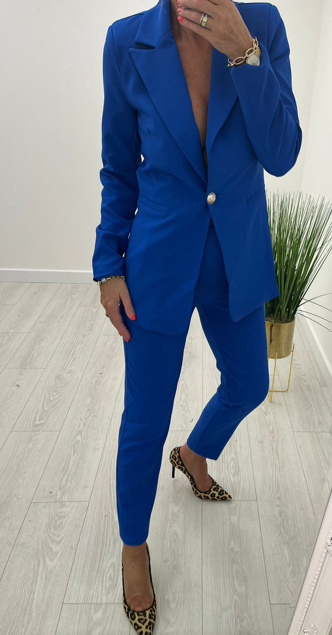 Royal Blue One Button Business Pant dress Suits for Women Trouser Suit  Female business