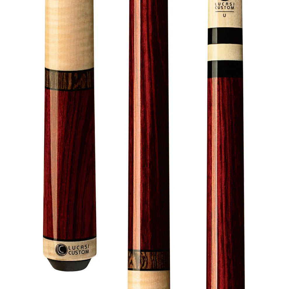 Lucasi LZC11 Custom Exotic Rengas Pool Cue with Curly Maple Handle by Cue & Case