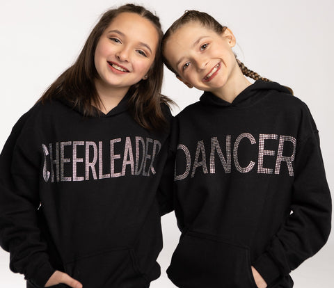 IN MY CHEER GRANDMA ERA AB RHINESTONE BLACK HOODED SWEATSHIRT W/AB RHI –  Glitzy Bling Transfers