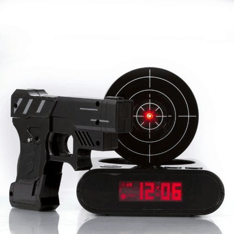 target practice alarm clock with laser gun
