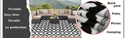 portable out door plastic rugs in black color