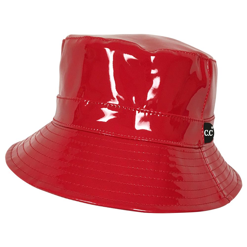 red rain hat