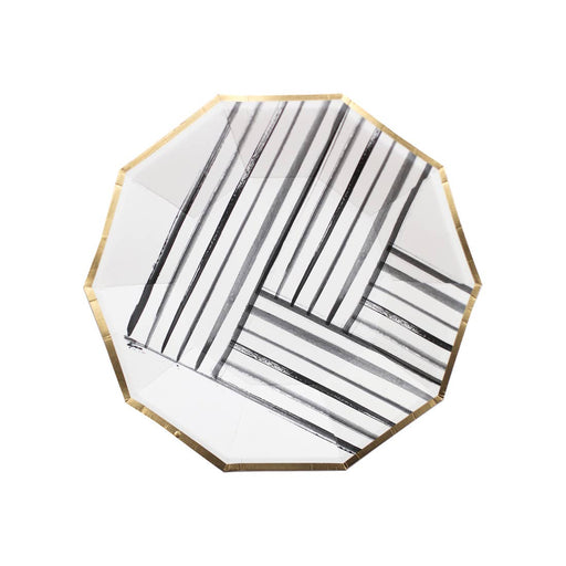 Blanc - White Striped Premium Large Paper Plates