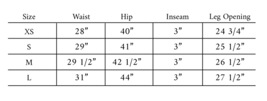 Paneros Short Size Guide