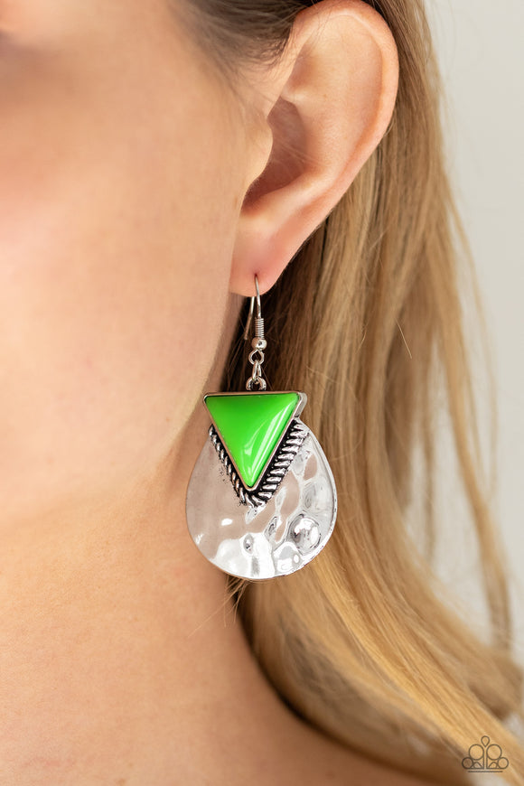Road Trip Treasure Green Earring - Paparazzi Accessories