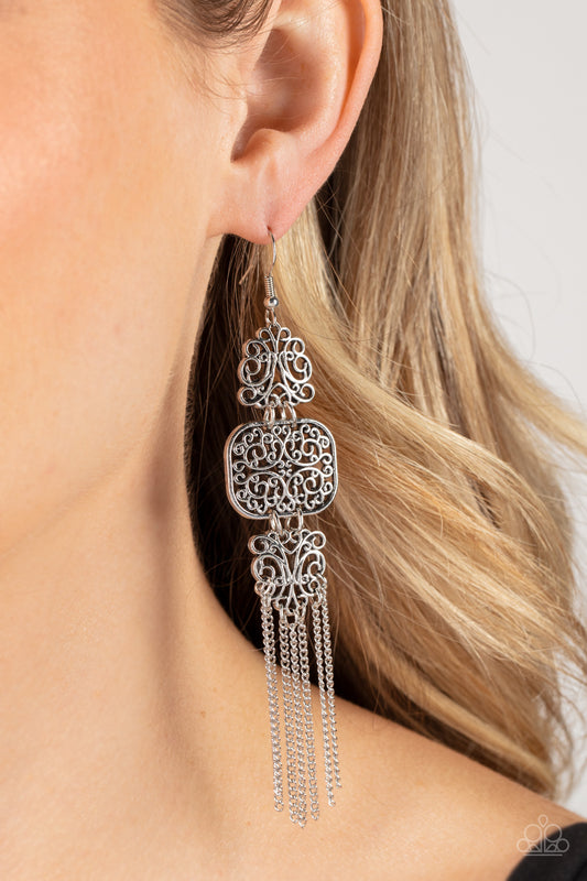 Paparazzi Cheers to Happily Ever After Silver Fishhook Earrings - P5RE-SVXX-324XX