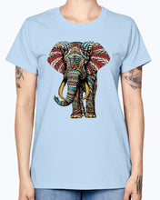 Load image into Gallery viewer, Gildan Ladies Missy T-Shirt  Ornate Elephant Color Version