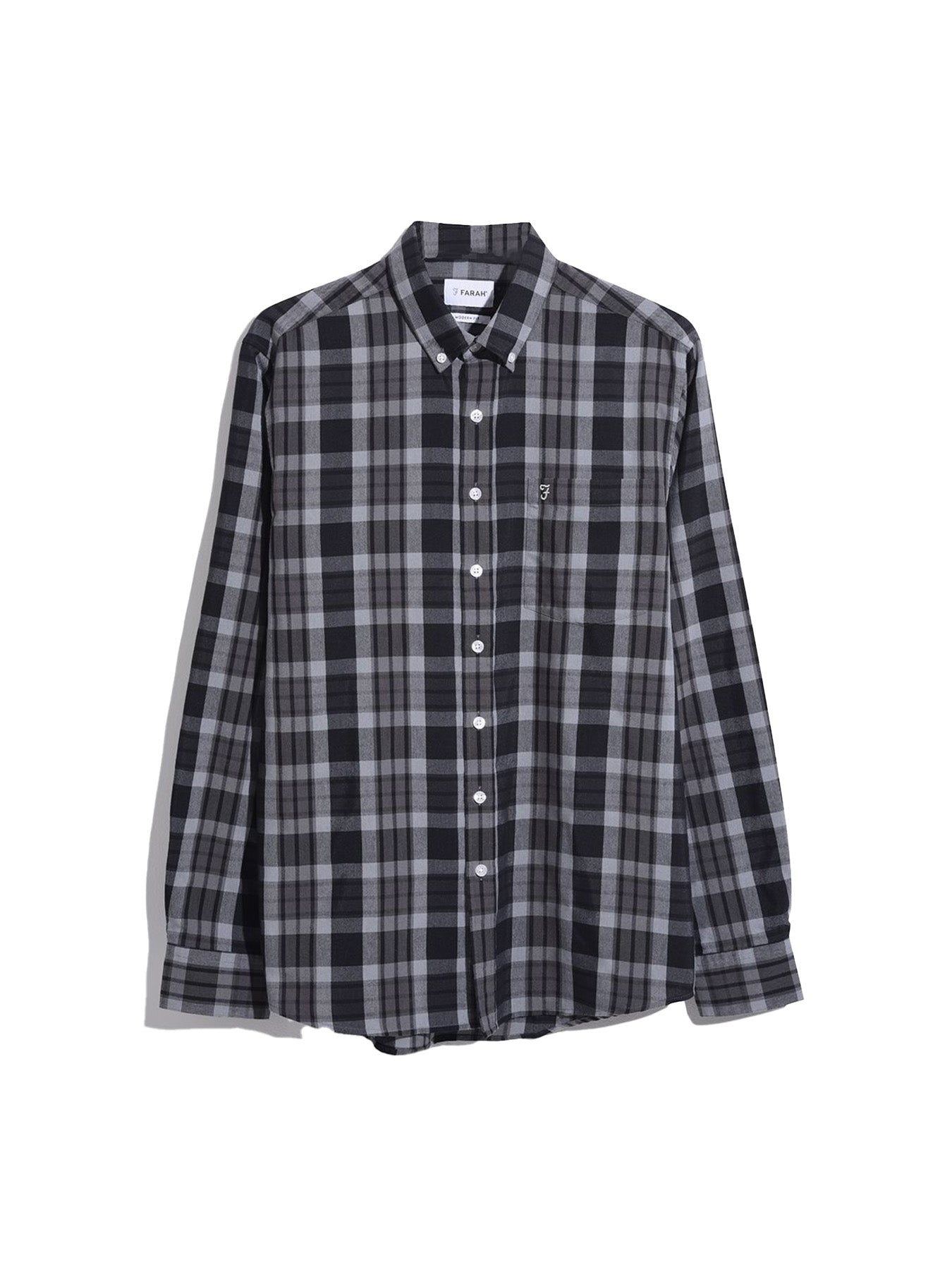 View Farah Crawford Check Long Sleeve Shirt In Black Black Mens information