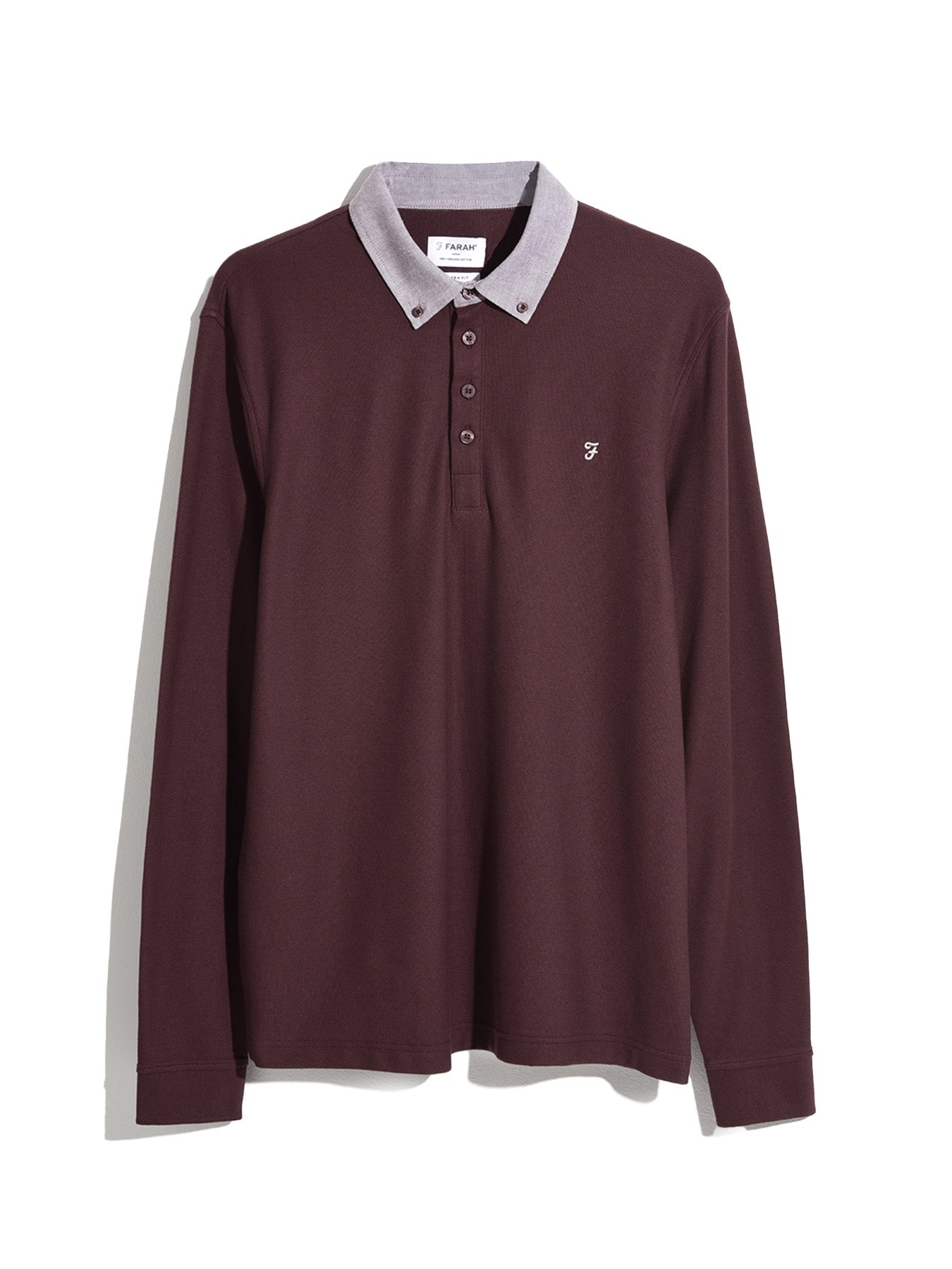 View Tottenam Oxford Collar Long Sleeve Shirt In Archive Burgundy information