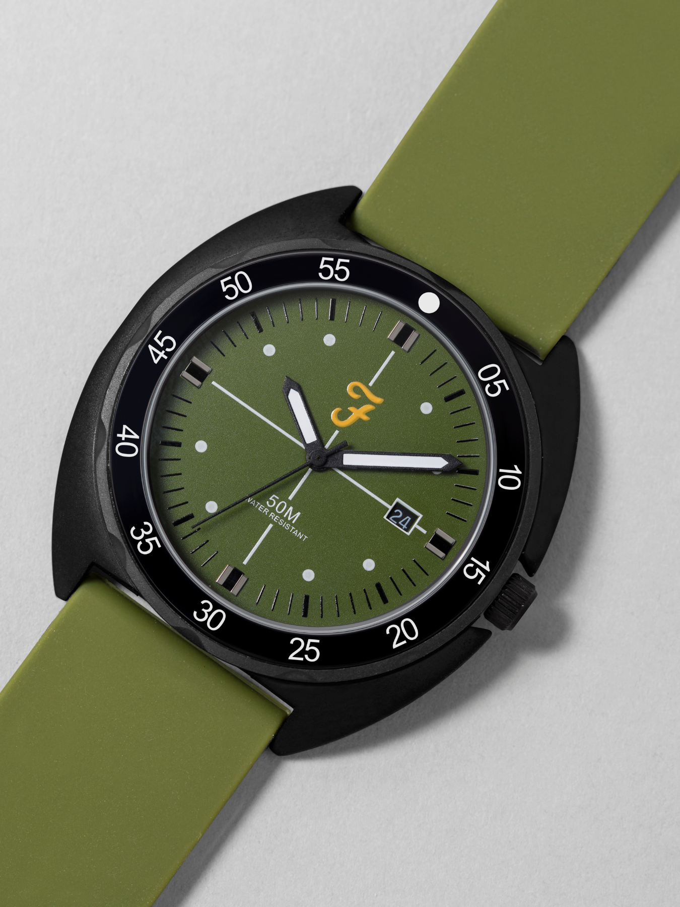 View Farah Black Silicone Strap Watch In Deep Green information